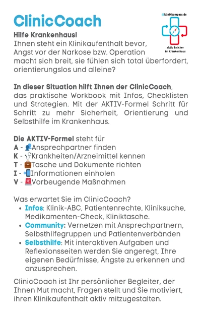 Cover: mit ClinicCoach keine Angst vor dem Krankenhaus