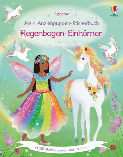 Cover: Mein Anziehpuppen-Stickerbuch: Regenbogen-Einhörner