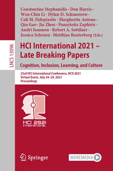 Cover: HCI International 2021 - Late Breaking Papers: Cognition, Inclusion, Learning, and Culture