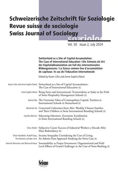 Cover: Schweizerische Zeitschrift für Soziologie