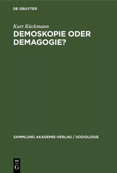 Cover: Demoskopie oder Demagogie?