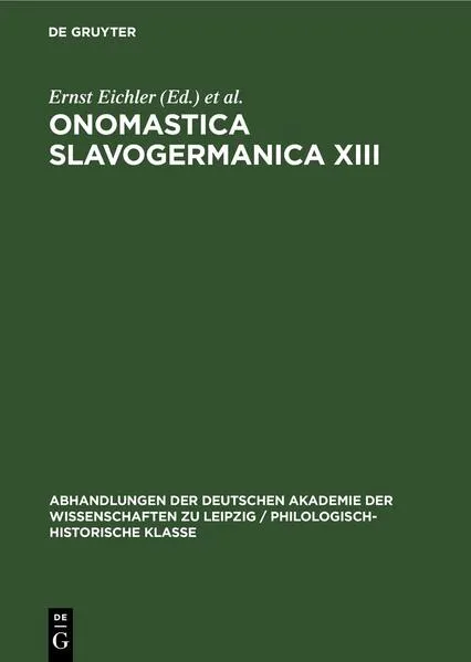 Cover: Onomastica Slavogermanica XIII