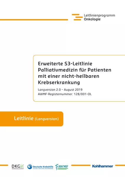 Cover: Erweiterte S3-Leitlinie Palliativmedizin für Patienten mit einer nicht-heilbaren Krebserkrankung