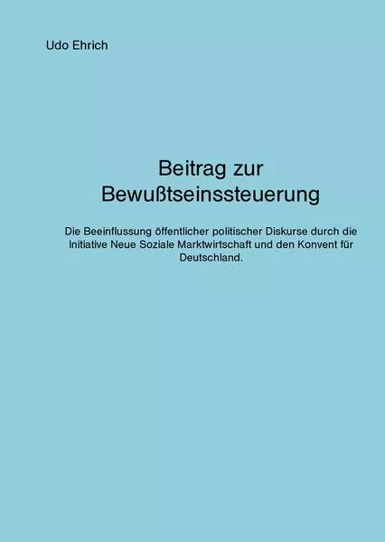 Cover: Beitrag zur Bewußtseinssteuerung