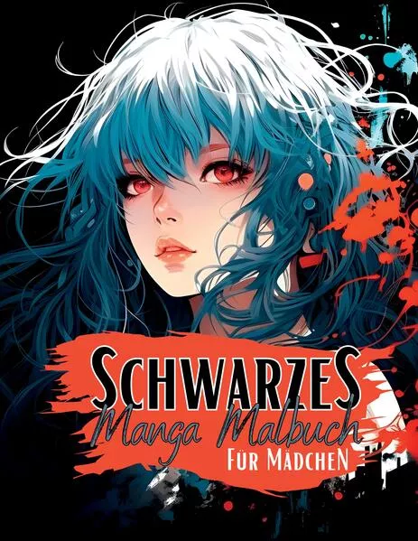 Cover: Schwarzes Manga Malbuch für Mädchen.