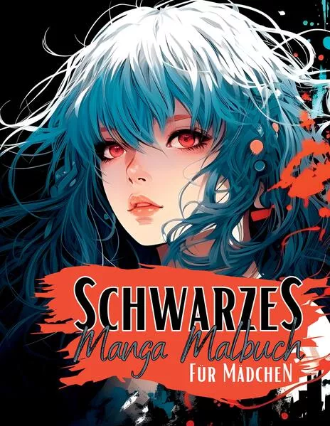 Cover: Schwarzes Manga Malbuch für Mädchen.