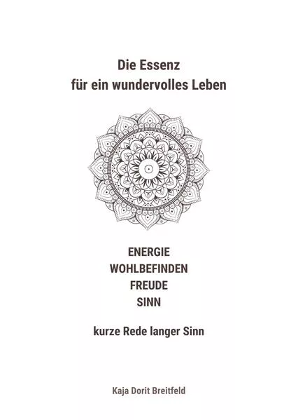 Cover: Die Essenz für ein wundervolles Leben – ENERGIE WOHLBEFINDEN FREUDE SINN – kurze Rede langer Sinn