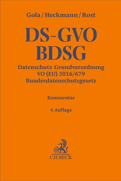 Cover: Datenschutz-Grundverordnung VO (EU) 2016/679, Bundesdatenschutzgesetz. DS-GVO / BDSG