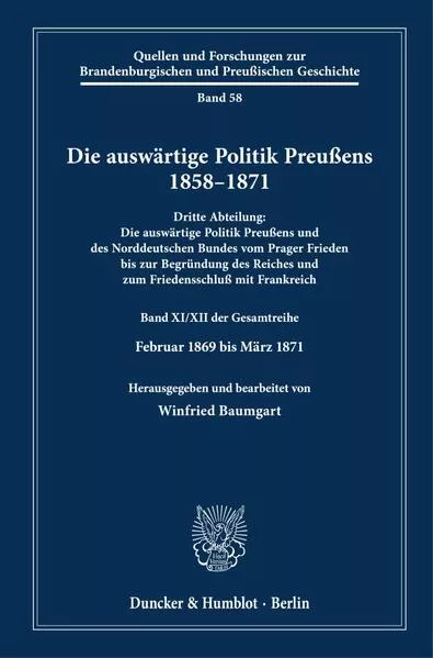 Cover: Die auswärtige Politik Preußens 1858–1871.