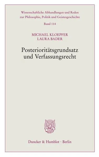 Cover: Posterioritätsgrundsatz und Verfassungsrecht