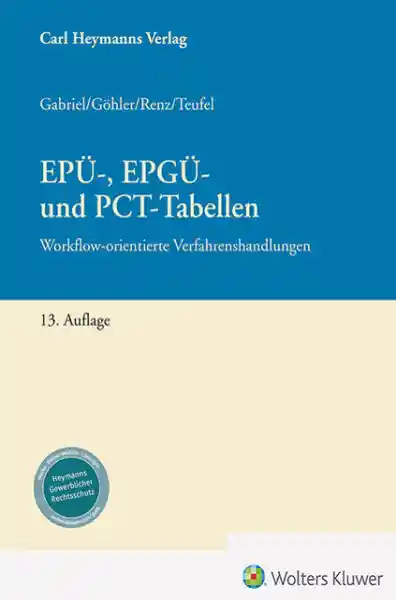 Cover: EPÜ-, EPGÜ- und PCT-Tabellen