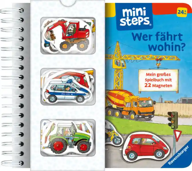 Cover: ministeps: Wer fährt wohin? Mein großes Spielbuch mit 22 Magneten: Magnetbuch ab 2 Jahren, Kinderbuch, Pappbilderbuch