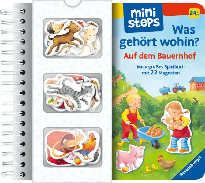 Cover: ministeps: Wer gehört wohin? Auf dem Bauernhof: Mein großes Spielbuch mit 22 Magneten; Magnetbuch ab 2 Jahren, Kinderbuch, Pappbilderbuch