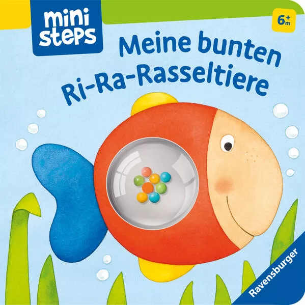 Cover: Meine bunten Ri-Ra-Rasseltiere – Rasselbuch für Kinder ab 6 Monaten, Baby-Buch, Spielbuch