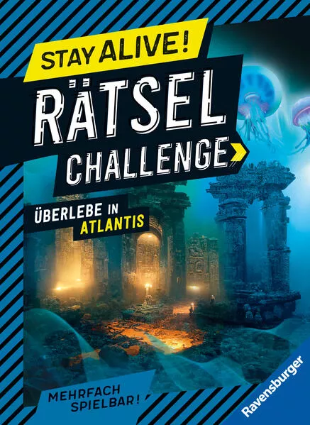 Cover: Ravensburger Stay alive! Rätsel-Challenge - Überlebe in Atlantis - Rätselbuch für Gaming-Fans ab 8 Jahren