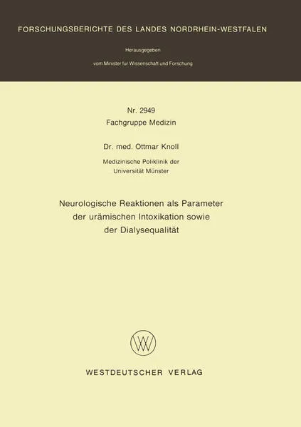 Cover: Neurologische Reaktionen als Parameter der urämischen Intoxikation sowie der Dialysequalität