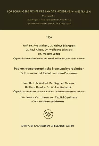 Papierchromatographische Trennung hydrophober Substanzen mit Cellulose-Ester-Papieren. Ein neues Verfahren zur Peptid-Synthese (Oxazolidonverfahren)