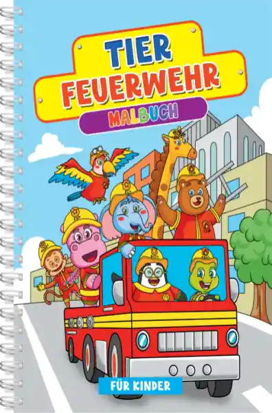 Cover: Tier-Feuerwehr-Malbuch ab 4 Jahren