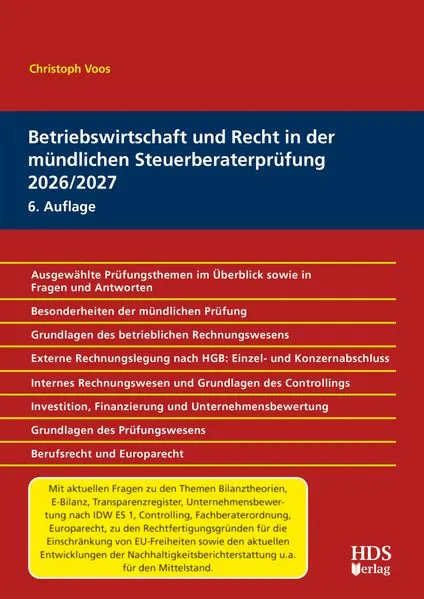 Betriebswirtschaft und Recht in der mündlichen Steuerberaterprüfung 2026/2027