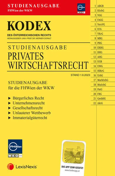 Cover: Kodex Privates Wirtschaftsrecht für die FHWien der WKW - inkl. App