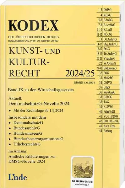 Cover: KODEX Kunst- und Kulturrecht 2024/25