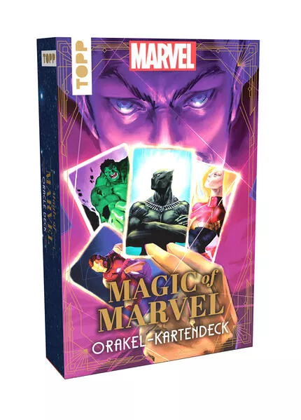 Cover: Magic of MARVEL Orakel-Kartendeck. Ein Blick in die Zukunft mit den Original MARVEL-Superhelden wie Spider-Man, Deadpool oder Wolverine