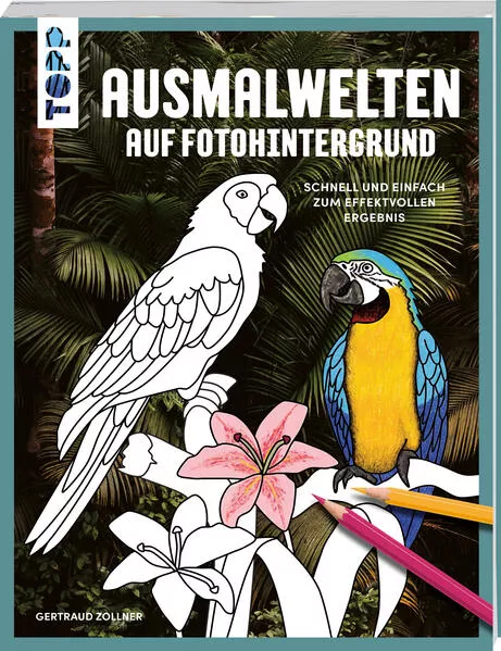 Cover: Ausmalwelten auf Fotohintergrund