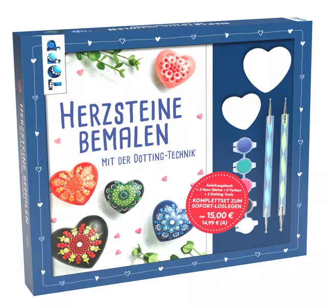 Cover: Kreativ-Set Herz-Steine bemalen mit der Dotting-Technik