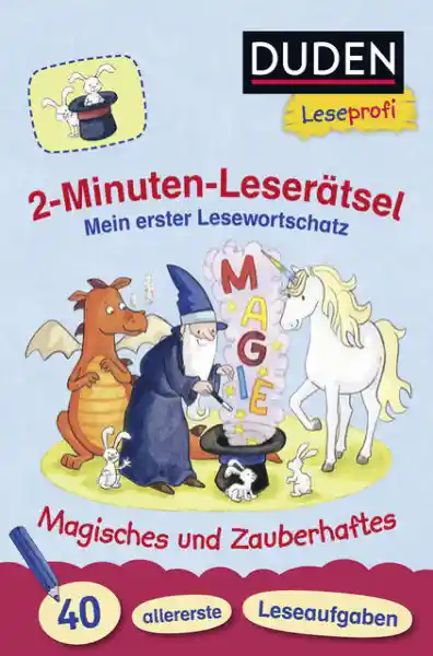 Cover: Duden Leseprofi – 2-Minuten-Leserätsel: Mein erster Lesewortschatz. Magisches und Zauberhaftes.