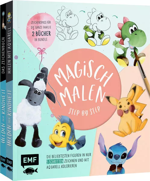 Cover: Magisch malen Step by Step – Die beliebtesten Figuren aus TV und Kino in nur 5 Schritten zeichnen und mit Aquarell kolorieren