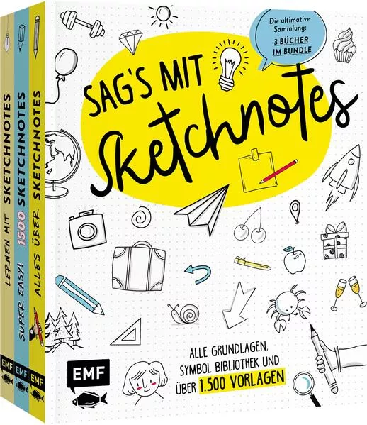 Cover: Sag's mit Sketchnotes: Alle Grundlagen, Symbol-Bibliothek und über 1000 Vorlagen
