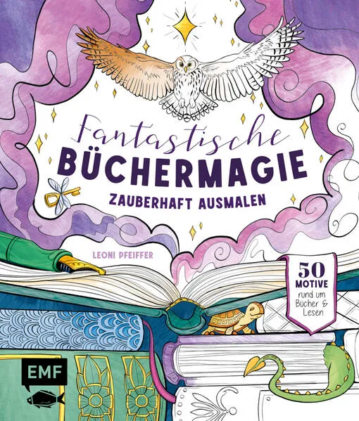 Cover: Fantastische Büchermagie – Zauberhafte Lesewelten zum Ausmalen