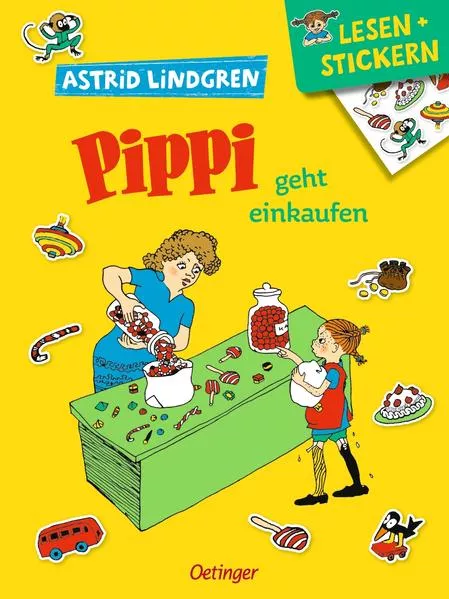 Cover: Lesen + Stickern. Pippi geht einkaufen