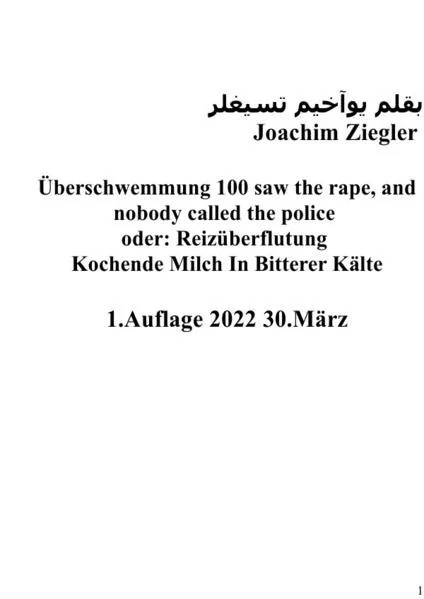Überschwemmung 100 saw the rape, and nobody called the police oder: Reizüberflutung 1.Auflage 2022 30.März