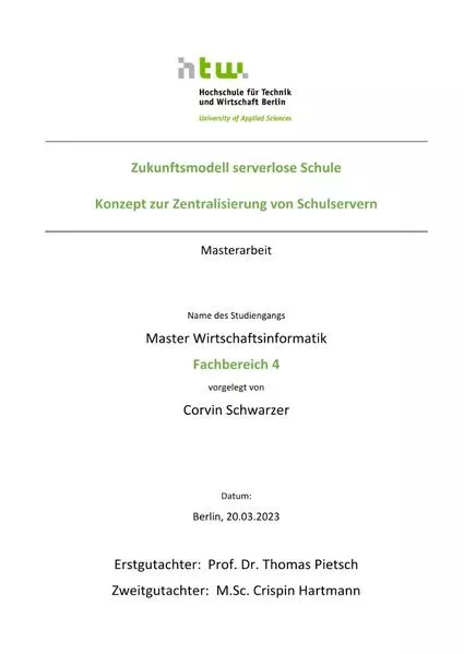 Cover: Zukunftsmodell serverlose Schule