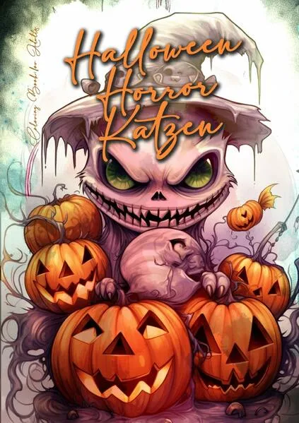 Cover: Halloween Horror Katzen Malbuch für Ewachsene