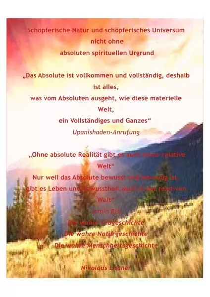 Cover: Schöpferisches Universum und schöpferische Natur nicht ohne absoluten spirituellen Urgrund