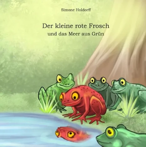 Der kleine rote Frosch und das Meer aus Grün
