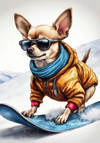 Cover: Notizbücher Hund / Weihnachten Geschenkbuch Hund Chihuahua Snowboarden Inspiration mit 55 Zitaten Lustiges Geschenk Frauen Männer Teenager Kinder Geschenkidee zum Wichteln Weihnachtsgeschenkidee Wichtelgeschenk