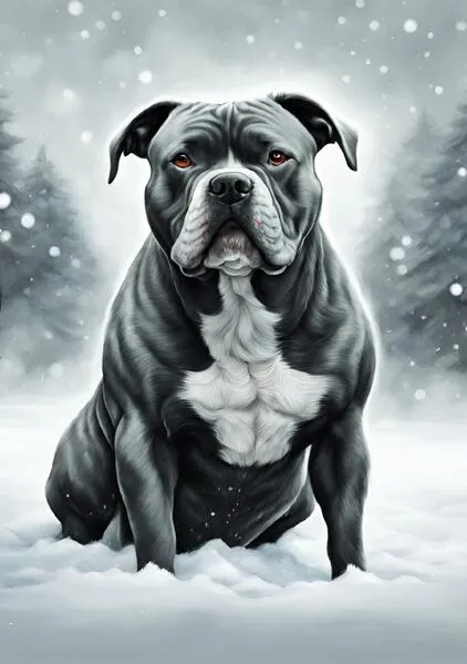 Cover: Notizbücher Hund / Hund Notizbuch American Bully Winterzeit Notizheft Journal Geschenkbuch für Männer Hundefan Rassehunde