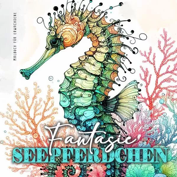Cover: Fantasie Seepferdchen Malbuch für Erwachsene