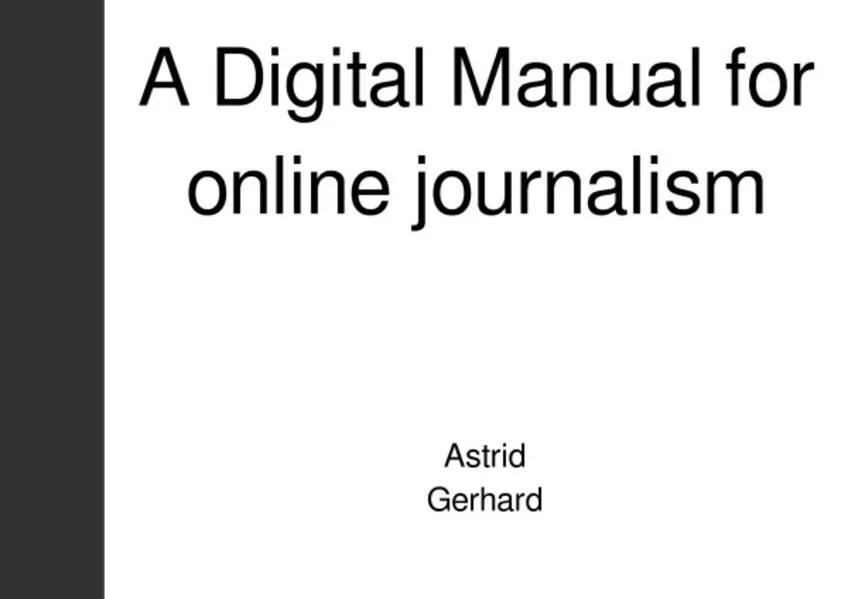 Cover: A Digital Manual for online journalism