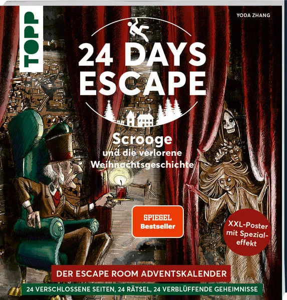 Cover: 24 DAYS ESCAPE – Der Escape Room Adventskalender: Scrooge und die verlorene Weihnachtsgeschichte. SPIEGEL Bestseller-Autor