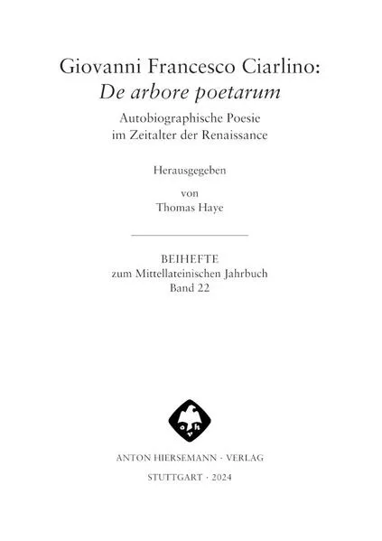 Cover: Giovanni Francesco Ciarlino: De arbore poetarum