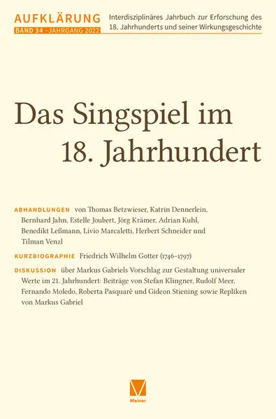 Cover: Aufklärung 34: Das Singspiel im 18. Jahrhundert