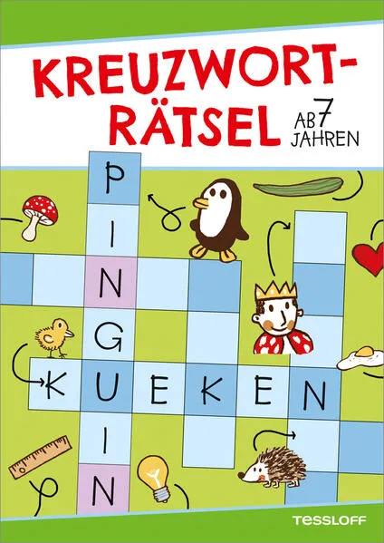 Cover: Kreuzworträtsel ab 7 Jahren (Grün/Pinguin)