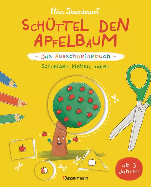 Cover: Schüttel den Apfelbaum - Das Ausschneidebuch. Schneiden, kleben, malen für Kinder ab 3 Jahren