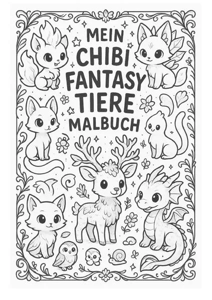 Cover: Mein Chibi Fantasy Tiere Malbuch