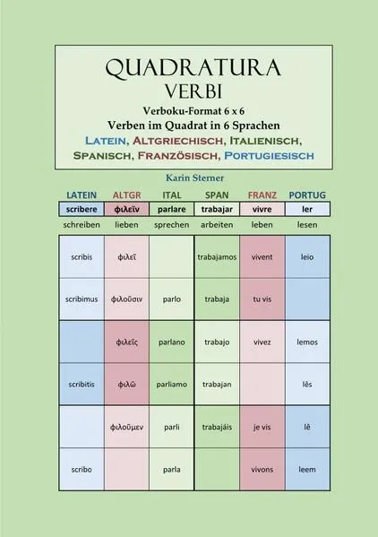Cover: Quadratura Verbi / Quadratura Verbi: Verben im Quadrat in 6 Sprachen. LATEIN, ALTGRIECHISCH, ITALIENISCH, SPANISCH, FRANZÖSISCH, PORTUGIESISCH. Verbokuformat 6x6