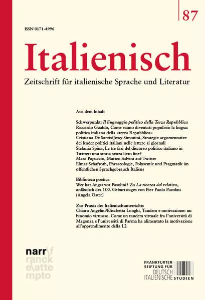 Cover: Italienisch Band 87 | 44. Jahrgang, Heft 1